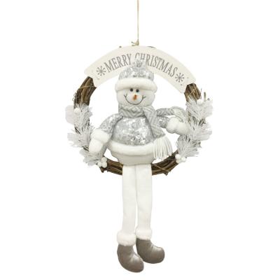 China Hanging Ornaments Wholesale Suppliers 32cm Round Snowman Garland Tree Hanging Large Christmas Ornaments Main Entrance for sale