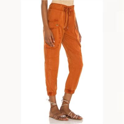 China New Orange High Quality Custom Drawstring Women's Solid Color Breathable Pants Casual Cargo Pants for sale