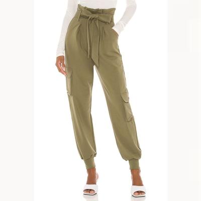 China High Quality Breathable OEM Ladies Solid Color Zipper Fly Oblique Cargo Pants Women With Straps for sale