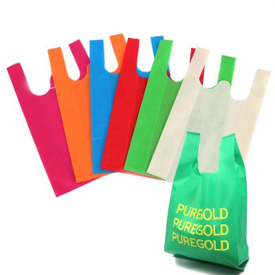 China AZO Free Supermarket Bag Snack Boutique Clothing Shopping Nonwoven Cheap Vest Bag Nonwoven Bags With Laminated Handle for sale