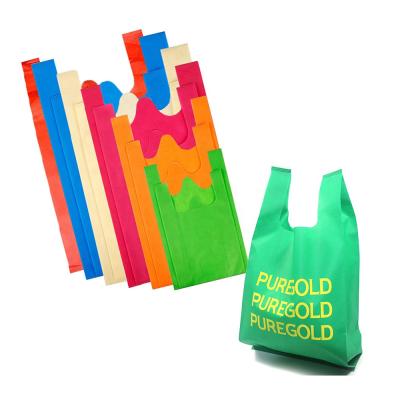 China AZO Free Nonwoven Shopping Pack Bag Customized Print Logo W Cut U Cut Non Woven T Shirt Shopping Bag For Supermarket Grocery for sale