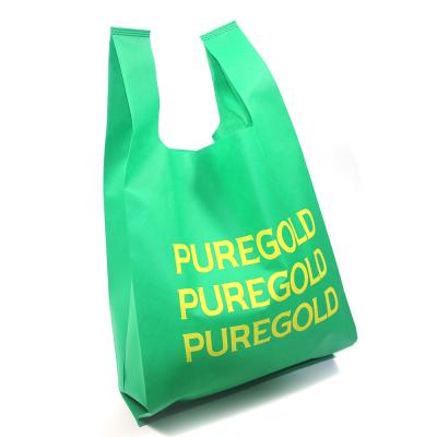 China AZO Free Supermarket Nonwoven Gift Vest Cosmetic Shopping Nonwoven Bags Fruit Nonwoven T-shirt Bags With Your Own Logo for sale