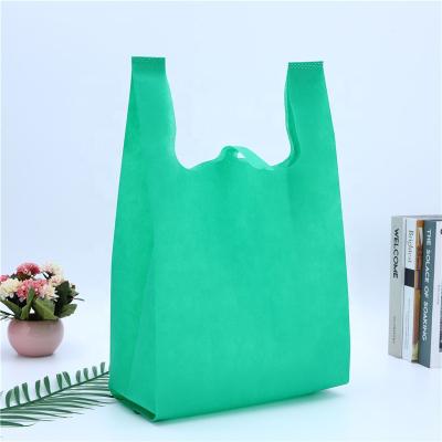 China AZO Free Reusable Grocery Market Tote Bags Washable Colorful Nonwoven Vest Bag Large for sale