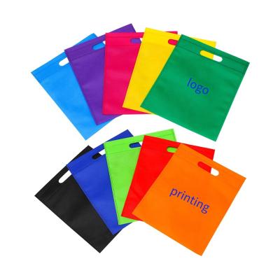 China AZO Free Custom Logo Handled Style And Die Cut Handle Nonwoven Material D Nonwoven Fair Cut Bag for sale