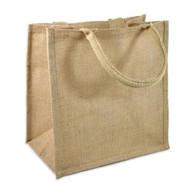 China AZO Free Ladies Beach Travel Burlap Tote Bag Natural Medium Jute Shopping Tote Tote With Soft Cotton Handles for sale