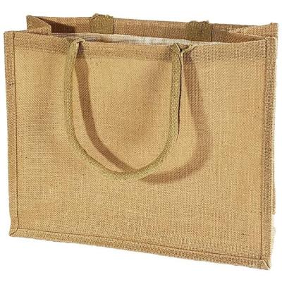 China AZO Free Reusable Jute Tote Bags Burlap Totes with Cotton Handles and Beach Pool Inner Liner Shopping for sale