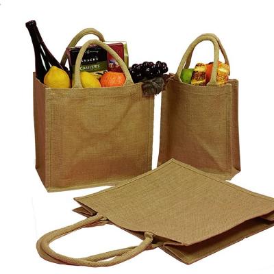 China Personality Wedding Segarty Jute AZO Free Blank Burlap Tote Bags Reusable Custom Gift Bags With Handles for sale