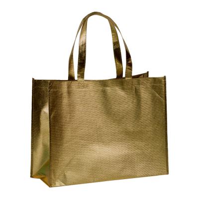 China JEYCO AZO FREE BAGS Eco Friendly Promotional Gold Metallic Aluminum Foil Laminate Non Woven Luxury Shopping Bag for sale