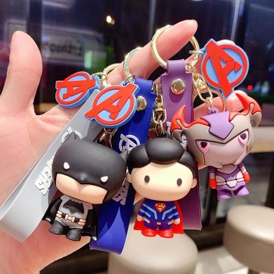 China Wholesale Anti-lost Wonder Man Woman Cartoon Keychain Keychains Pendant 3D Cool Soft Rubber Key Chain Rubber Doll Gift for sale