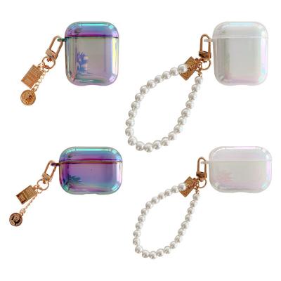 China Luxury Fashion With Bling Chain Pendants Luxury Glitter Perfume Design Case Cover For AirPods, Silicone Protective Case Compatible With Air Pod Gen 1 2 3 Pro for sale