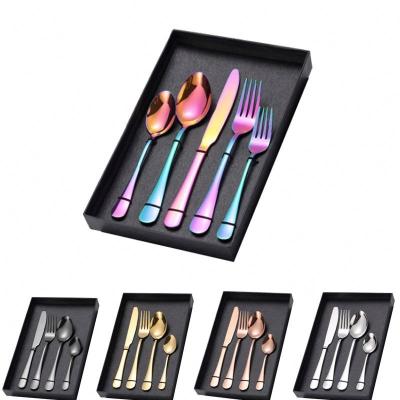 China Sustainable Honey 5 Pcs Or 20 Pcs Gift Box Packed 10/18 Spoon Knife Fork Cutlery Set Luxury Black Stainless Steel Cutlery Set for sale