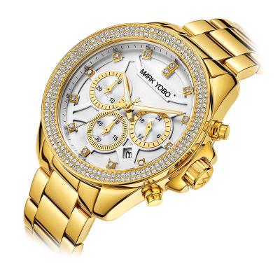 China OEM Round Glass Crazy Date Moissanite Diamond Brand Bling Wrist Quartz Stainless Steel Natural Luxury Custom Women Automatic Men's Watch for sale