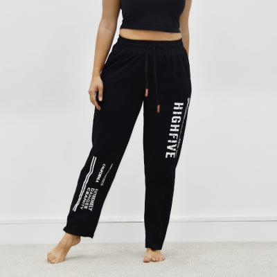 China Custom Anti-wrinkle black logo print letter sweatpants men women sweatshirt pants casual women unisex sports tracksuit for sale