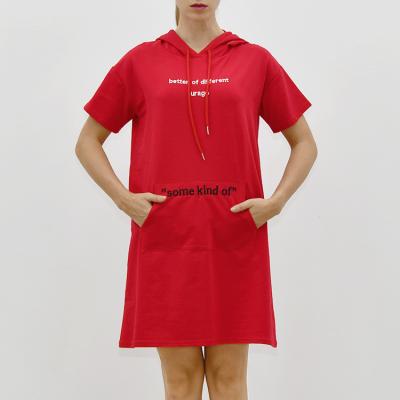 China Anti-Wrinkle Summer Thin Comfortable Hoodies Casual Cotton Plus Size Ladies Loose Women's Hooded Dress T-Shirt Dress for sale