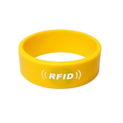 China                  Silk-Printed Logo 125kHz Tk4100 Smart Chip Round Silicone RFID Wristband for Tracking              for sale