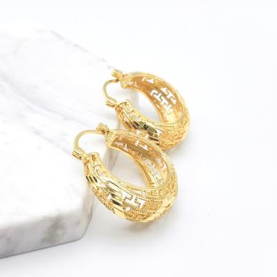 China TRENDY Indian Pop Jewelry High Quality Copper Ladies Bridal Wedding Party Geometric Gold Plated Earrings for sale