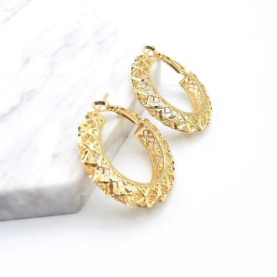 China TRENDY 2022 Fashion Jewelry Hoop Earrings 18K Gold Plated Hollow Brass Jewelry Earrings Set Wholesale for sale