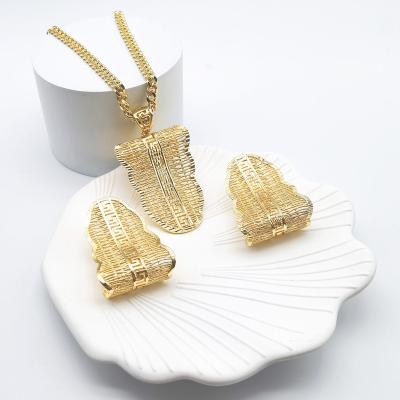 China Environmental friendly Jewelry 2022 Indian Bridal Sets Women's Earrings Pendant Sets Beautiful Women's Earrings Two Pieces Elegant Luxury for sale