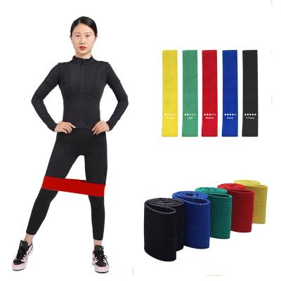 China German Process Squat Resistance Band Crochet Silk 5 Piece Yoga Slip Hip Circle Resistance Bands Set Non Cotton Latex Polyester Fitness Exercise Gym for sale