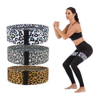 China 2021 New Design Leopard Print MULTI-ELASTICITY Yoga Gym Exercise Fitness Exercise Cotton Polyester Latex Silk Hip Circle Resistance Booty Band for sale