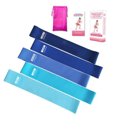 China Blue Gradient Color Combination Yoga Gym Exercise Bands Pull Up Long Aid Cotton Fabric Resistance Bands for sale