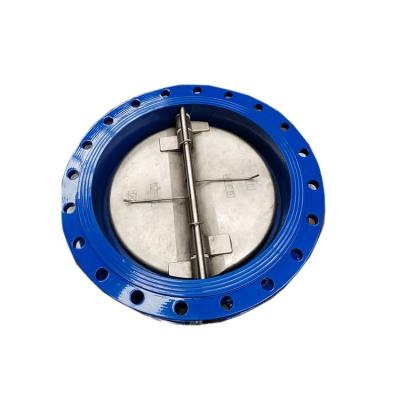 China PN16 DH77X Water Guard DN100 Wafer Plate Double Butterfly Check Valve With Ductile Iron Body Disc Stem Spring EPDM Seat for sale