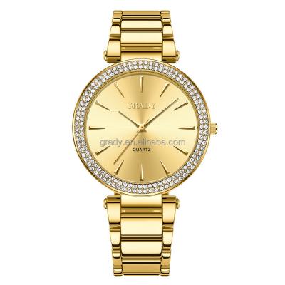 China Luxury Diamond Quartz Stainless Steel Clock Dress Watch Ladies Gold Watch Brand Women Watches Water Resistant for sale