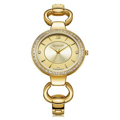 China Fashion Water Resistant Gold Watch For Women Diamond 24k Gold Watches Quartz Watches For Women Wristwatches for sale