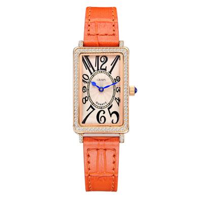 China High Quality Gold Plated Fashion Water Resistant Diamond Square Steel Wrist Quartz Watches Luxury For Women for sale