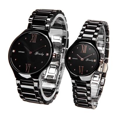 China Non Specific Couple Ceramic Watches With Japan Imported Quartz Movt Ceramic Band 30m Waterproof Ready To Ship for sale