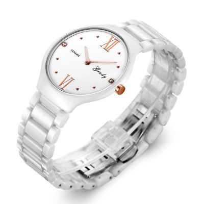 China Non-specific White Ceramic Waterproof Wristwatches Watch Men Shape Quartz Ceramic Watch for sale