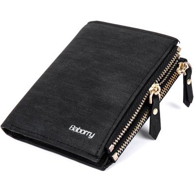 China Wholesale Fashion Shorts Wallet Men PU Leather RFID Blocking Zipper Bifold Wallet for sale