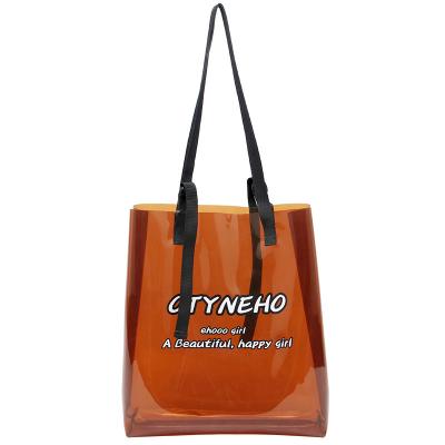 China Other Other Custom Made Women Beach Tote Bag Wholesale Clear PVC Plastic Shopping Bag Set With Adjustable Strap for sale