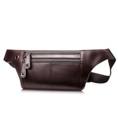 China Hot Sale High Quality High Quality Zipper Pouch Bag Men Leather Waist Belt Bag With Front Phone Bag for sale