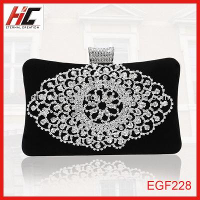 China Bridal Luxury Shoulder Bag Ladies Black Shoulder Bag Clutch Bags With Crystal Diamond for sale