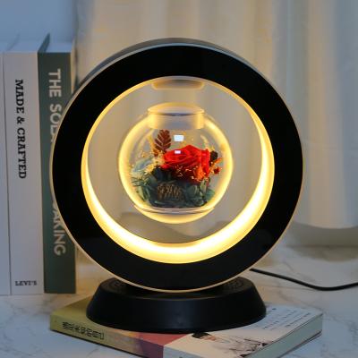 China Creatives Eco-Friendly Immortal Flower Decoration Magnetic Levitation Lamp Desk Table LED Floating Night Light for Decor Gift Home Office for sale