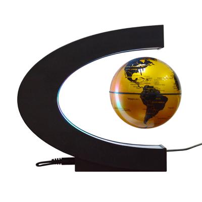 China Creative Magnetic Levitation Lamp Fashion Gifts C Shape Home Decor Magnetic Levitation Rotating Floating Globe With Light for sale