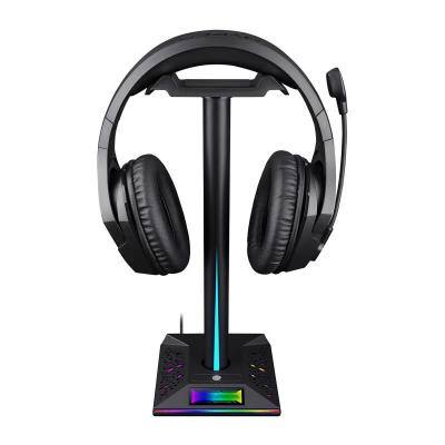 China Tidy Desk Stand Eco-friendly RGB Earphone Lights Earphone Stand with USB Charger Gaming Earphone Stand for sale