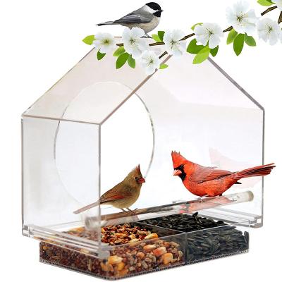 China Amazon Seller Window Wild Bird House Driver Non-automatic Hot Wild Window Anywhere Looking Acrylic Transparent Birds Driver for sale