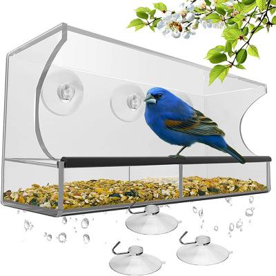 China Amazon Non-Automatic Drop Shipping Super Strong Suction Cups And Sliding Seed Tray Bird Feeder See Wild Birds Like Finches Window Bird Feeder for sale