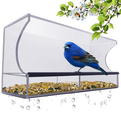 China Non-automatic Creative Bird Feeders Acrylic Bird Feeder Hotel Table For Pet Birds Bird Cage for sale