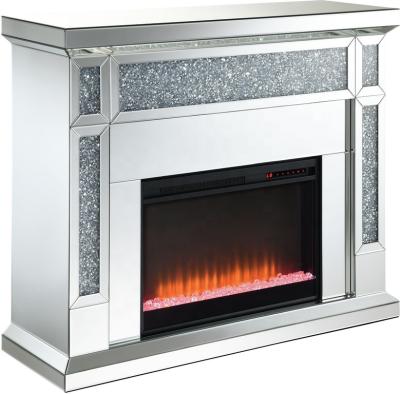 China Other 2022 New Diamonds Furniture Crushed Mirrored LED Fireplace Hearth With Multicolor Flames Heater And Speaker For Living Room for sale