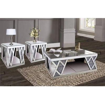 China Wholesale modern living room furniture center table mirrored crushed diamond coffee table with low factory price for sale