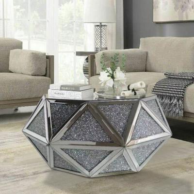 China Modern Living Room Furniture Modern Luxury Crystal Crushed Diamond Mirrored Coffee Table for sale