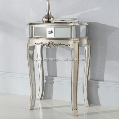 China PANEL Argente mirrored lamp table bedside furniture silver elegant glamorous nightstand for sale