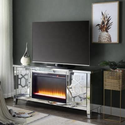 China Modern Style Mirrored TV Stand Modern Furniture TV Stand Hot Selling With Heater Insert For Living Room for sale