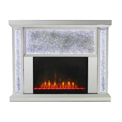 China Modern Modern Living Room Crystal Fireplace Fashion Mirrored Fireplace with Remote Control and LED Light for sale