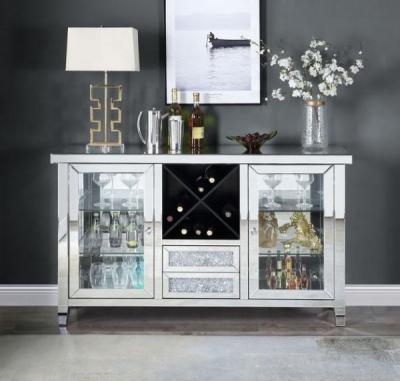 China Others 2022 New Style Crushed Diamond Mirrored Wine Cabinet For Modern Living Room for sale