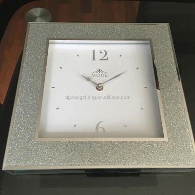 China Silver Glitter Wall Decorative Mirror Clock 300mm*300mm*40mm for sale