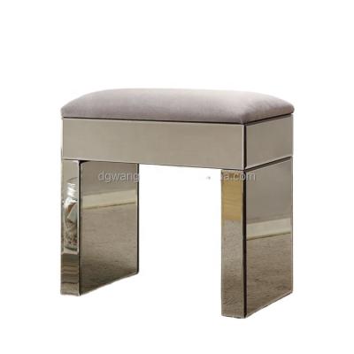 China Nordic modern high quality (height) adjustable dressing table stool simple designs light luxury smoked mirror glass stool for sale